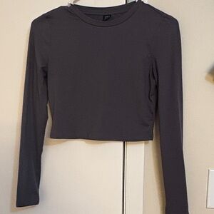 SHEIN Charcoal Long Sleeve Crop Top